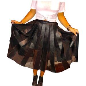 Nicholas Leather and Chiffon Carwash Midi S…